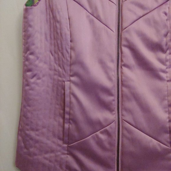 JH Collection Lilac Full Zip Silky Vest With Pockets M Collar - Picture 5 of 11